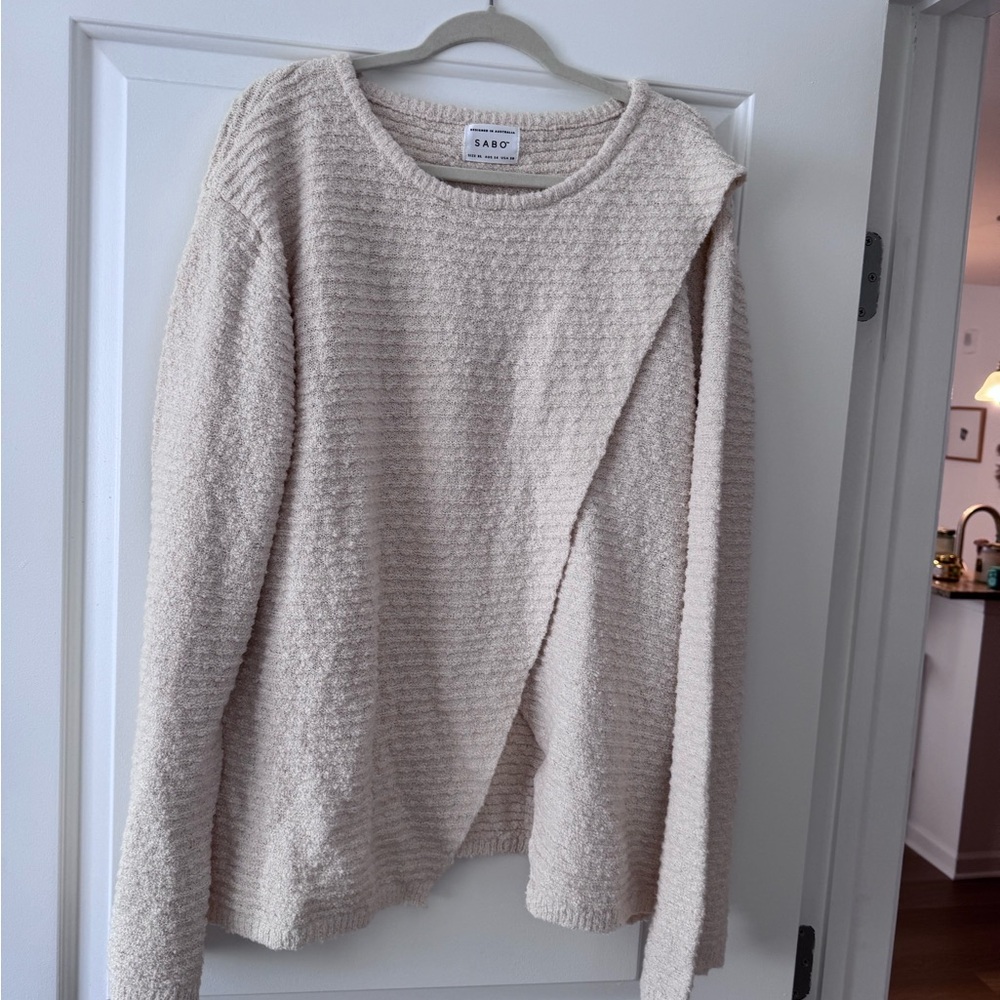 Sabo Skirt Cream Textured Crew Neck Sweater